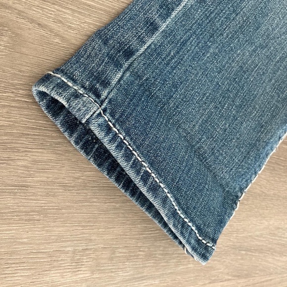 embroidered capris embellished cropped distressed denim jeans | paisley sky - Picture 6 of 8